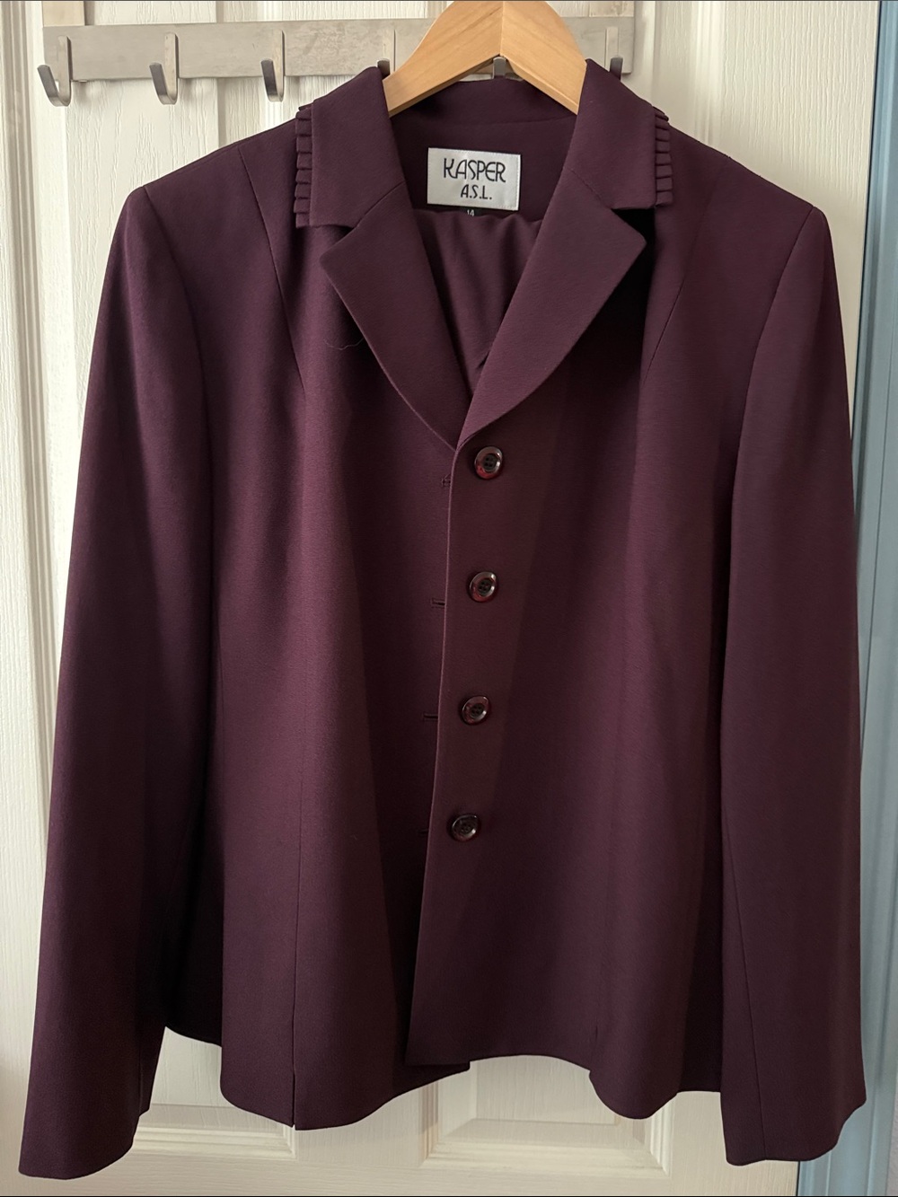 Tahari Plum Button-Front Blazer with skirt